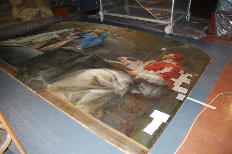 velinatura e consolidamento colore sollevato